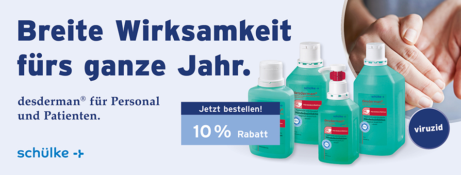 Ganzjahresprodukt Haendedesinfektion desderman viruzid, schuelke